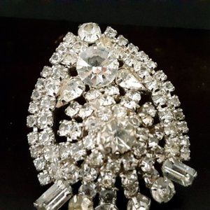 Art Deco Stone Encrusted Teardrop Brooch - Stunning
